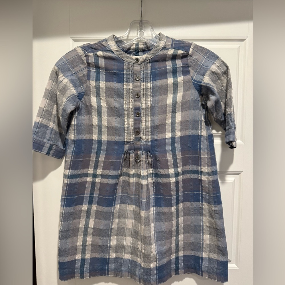 Burberry Kids Girls plaid shirt dress in blue, size 8 (125cm)
